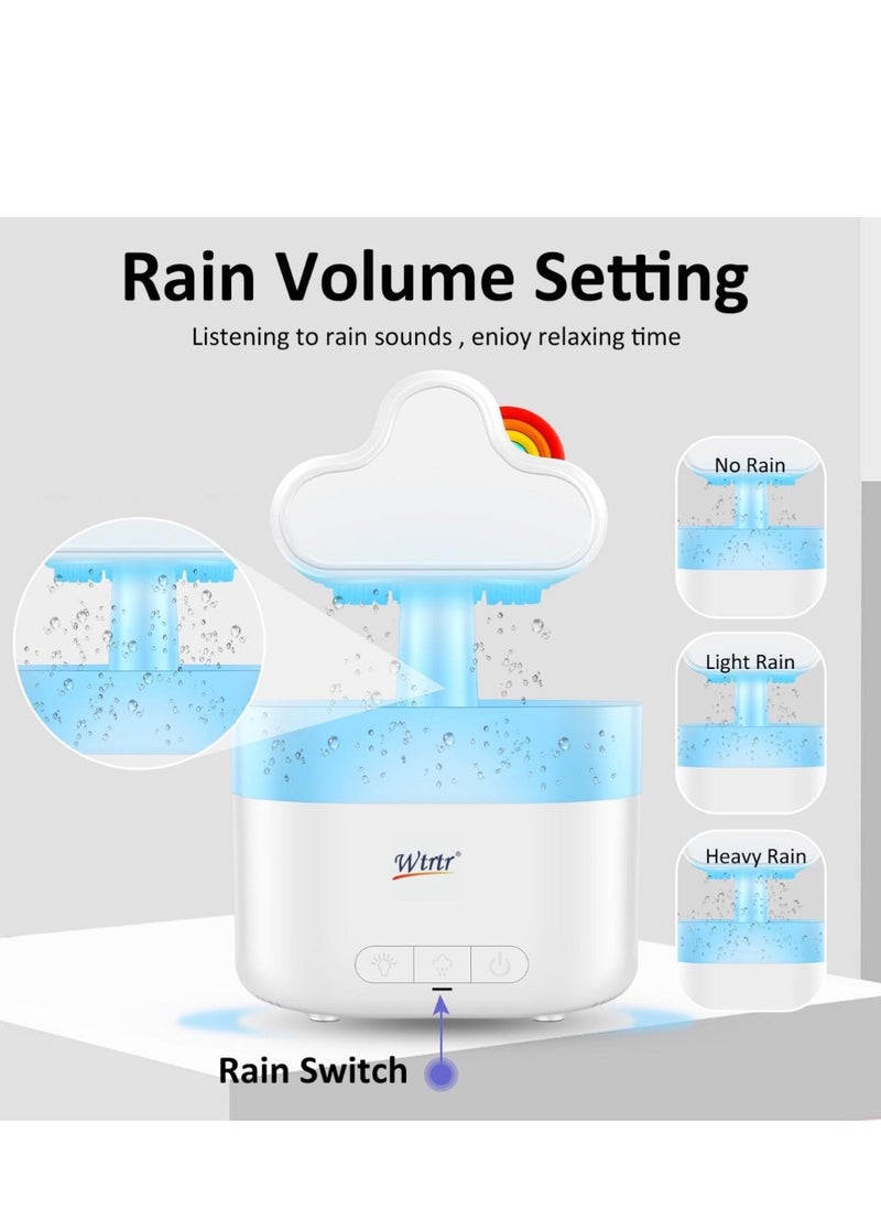 Rain Cloud Humidifier Water Drip, Essential Oil Diffuser for Home Bedroom Aroma, Rainbow Humidifier With Calming Rain Sounds to Help Sleeping & Stress,White