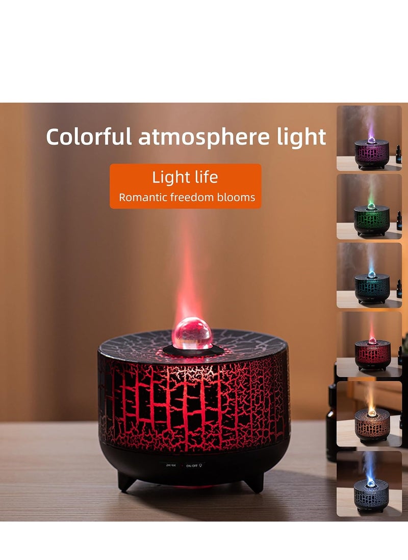 Essential Oil Diffuser Humidifier, Flame Aromatherapy Diffuser 300ml Volcano Humidifier with Flame & Volcano Mist Mode, Colorful Remote Control Auto-Off Aroma Diffuser for Home Bedroom