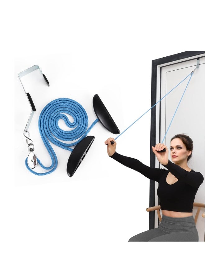 Shoulder Pulley Over The Door Physical Therapy System - Exercise Pulley for Alleviating Shoulder Pain and Facilitating Recovery from Surgery (Blue)