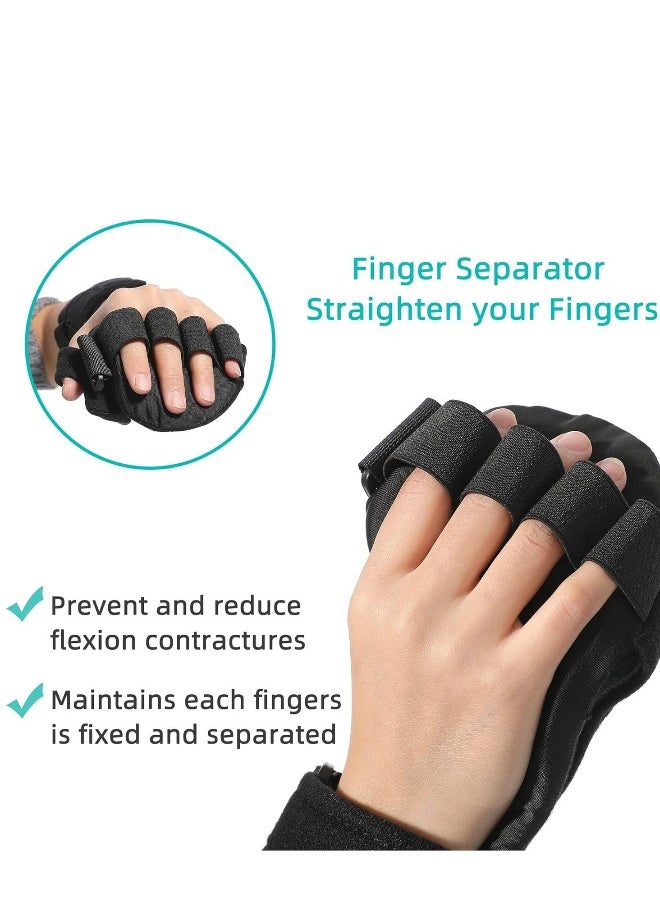 Stroke Resting Hand Splint Night Immobilizer Wrist Finger Brace for Flexion Contractures Functional 5 Finger Stabilizer Wrap for Muscle Atrophy Rehab Arthritis Pain Right