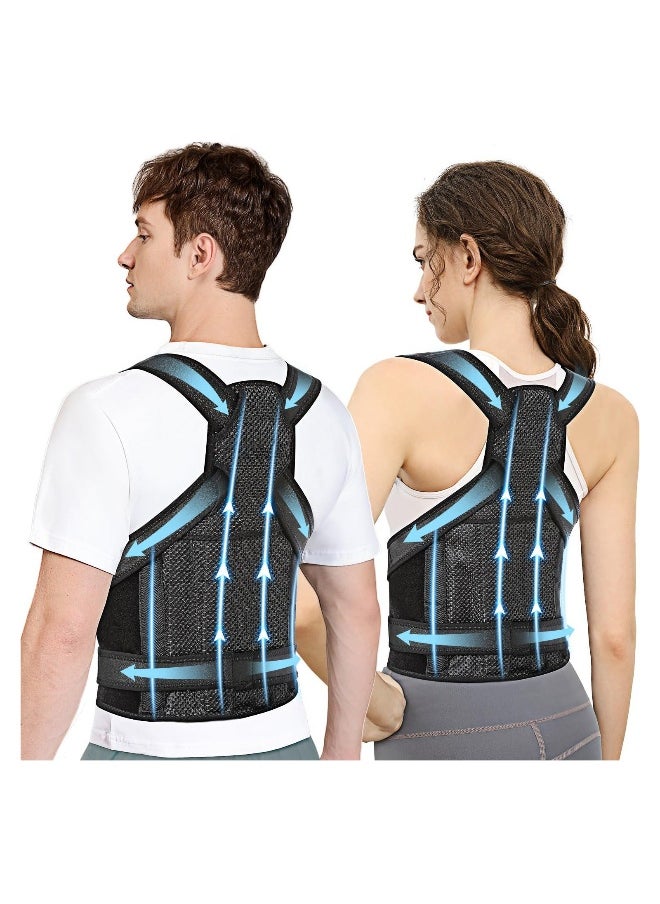 Back Brace and Posture Corrector for Women and Men, Breathable Back Straightener Posture Corrector, Adjustable Scoliosis Back Brace and Hunchback Correction, Spine Corrector, Large (Waist 41-49 Inch)