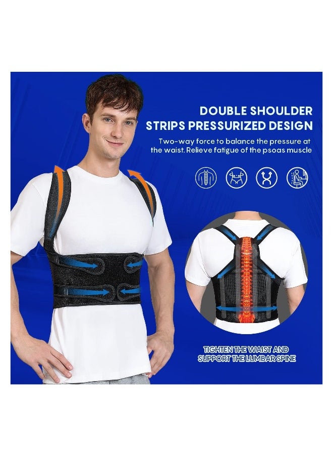 Back Brace and Posture Corrector for Women and Men, Breathable Back Straightener Posture Corrector, Adjustable Scoliosis Back Brace and Hunchback Correction, Spine Corrector, Large (Waist 41-49 Inch)