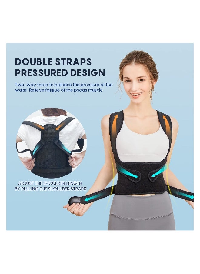 Back Brace and Posture Corrector for Women and Men, Breathable Back Straightener Posture Corrector, Adjustable Scoliosis Back Brace and Hunchback Correction, Spine Corrector, Large (Waist 41-49 Inch)