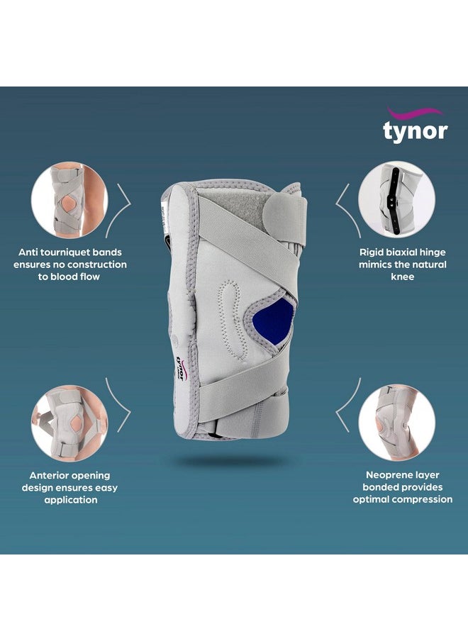 Tynor OA Knee Support (Neo) | Joint Support, Pain Relief for Men & Women | Comfortable & Durable, Left Leg Support, Pack of 1 (Grey, Large)