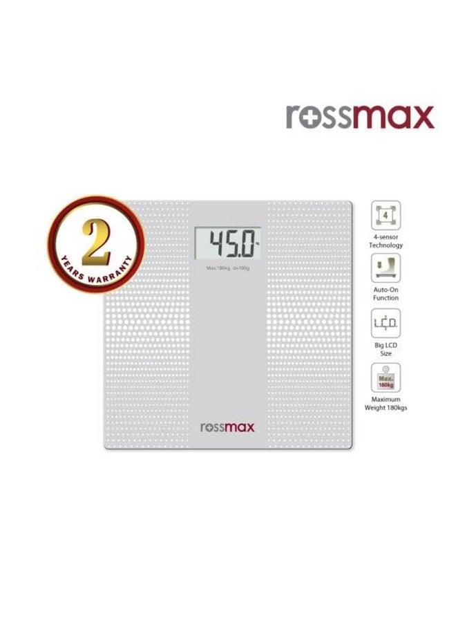 Rossmax WB101 Digital Weighing Scale - Precision Body Weight Measurement, Swiss Design Step-On Technology, LCD Display - Ideal weight machine for home fitness and health monitoring