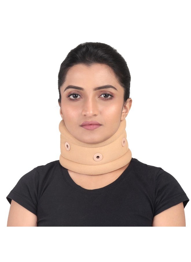 AGARO Cervical Collar Spondylitis Neck Support, Adjustable Neck Brace With Extra Support, Relieves Pain, Stress & Pressure in Spine, Inflatable Neck Stretcher Collar Device, Small, Beige