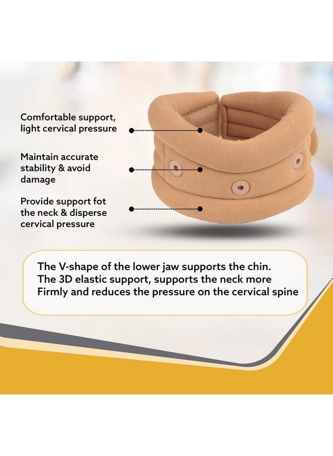 AGARO Cervical Collar Spondylitis Neck Support, Adjustable Neck Brace With Extra Support, Relieves Pain, Stress & Pressure in Spine, Inflatable Neck Stretcher Collar Device, Small, Beige