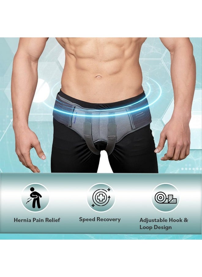Wonder Care Cotton, Hernia Support Belt Truss Brace For Single/Double Inguinal Hernia Pain Relief With Two Removable Compression Pads (L: 36