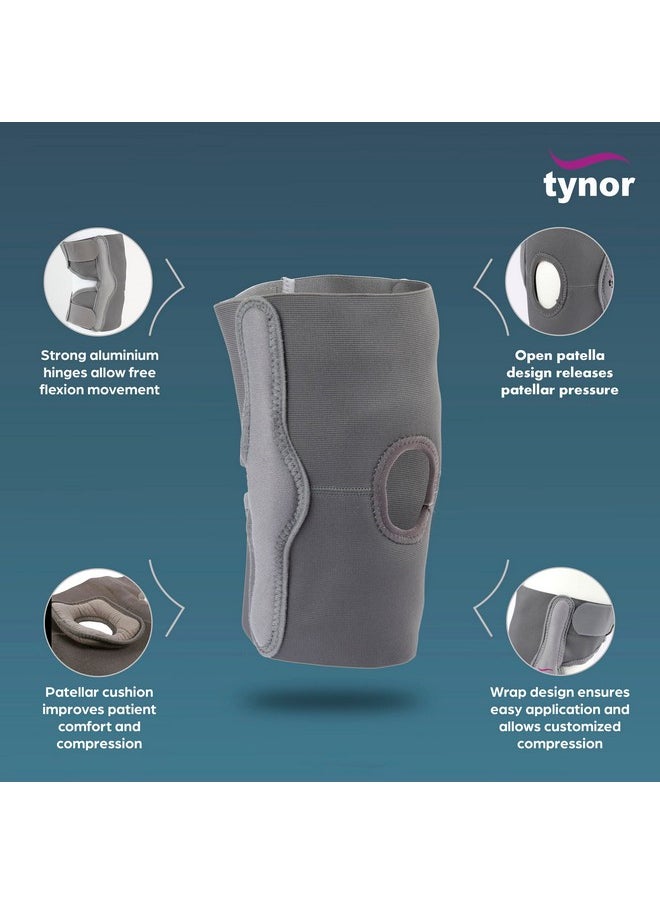 Tynor Elastic Knee Support | Compression Sleeve for Knee Pain Relief, Joint Support for Men & Women, Lightweight & Breathable Brace for Sports, Gym, Exercise & Daily Use | Pack of 1 (Grey, Medium)