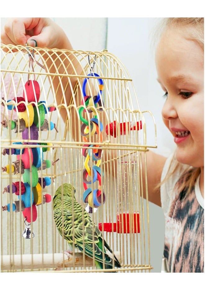 Bird Chew Toys, Colorful Bagel Cascade Bird Parrot Toy, Parrot Biting Paper Cardboard Olympic Rings Conures Toys, for Cockatiels, Cockatoos, Macaws and Similar Sized Pet Birds