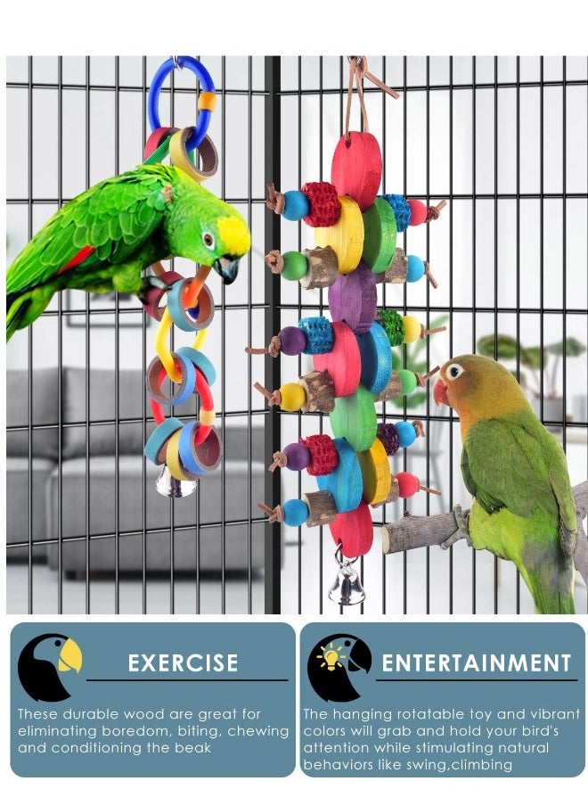 Bird Chew Toys, Colorful Bagel Cascade Bird Parrot Toy, Parrot Biting Paper Cardboard Olympic Rings Conures Toys, for Cockatiels, Cockatoos, Macaws and Similar Sized Pet Birds