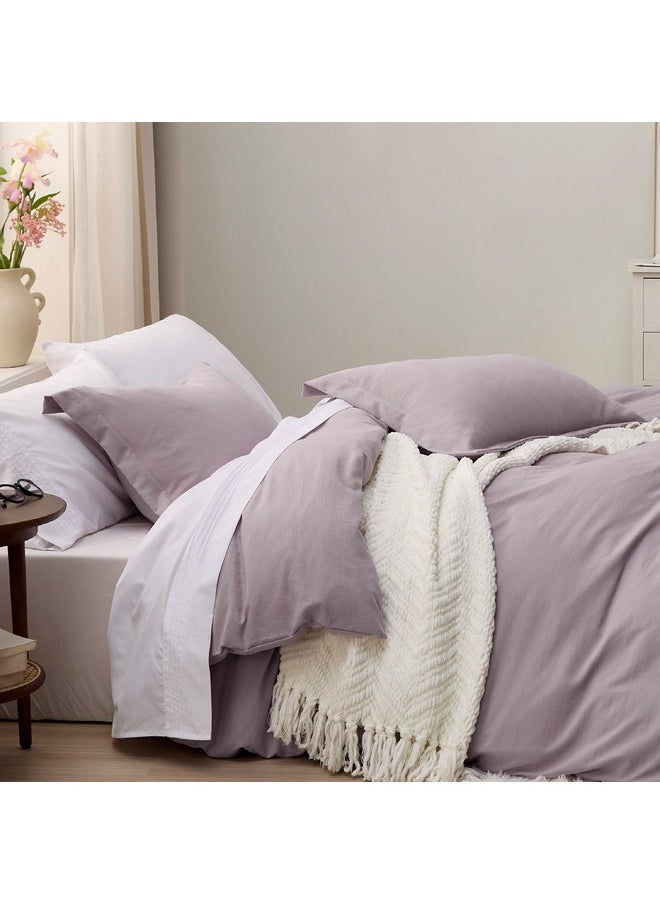 Bedsure Duvet Cover King Size - Soft Prewashed King Duvet Cover Set, 3 Pieces, 1 Duvet Cover 104x90 Inches with Zipper Closure and 2 Pillow Shams, Dusty Purple, Comforter Not Included