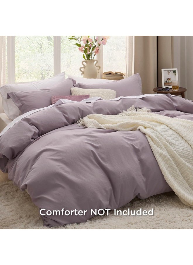 Bedsure Duvet Cover King Size - Soft Prewashed King Duvet Cover Set, 3 Pieces, 1 Duvet Cover 104x90 Inches with Zipper Closure and 2 Pillow Shams, Dusty Purple, Comforter Not Included