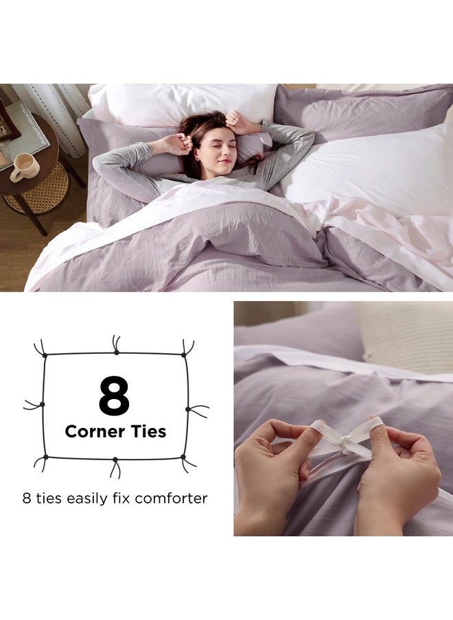Bedsure Duvet Cover King Size - Soft Prewashed King Duvet Cover Set, 3 Pieces, 1 Duvet Cover 104x90 Inches with Zipper Closure and 2 Pillow Shams, Dusty Purple, Comforter Not Included