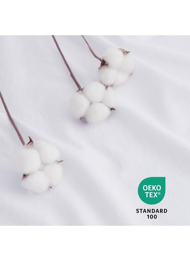 Bedsure 100% Washed Cotton Duvet Cover Queen - Bright White Minimalist Duvet Cover Linen Like - 3 Pieces Plain Simple Cotton Duvet Cover Set with 2 Pillow Shams (Bright White, Queen, 90