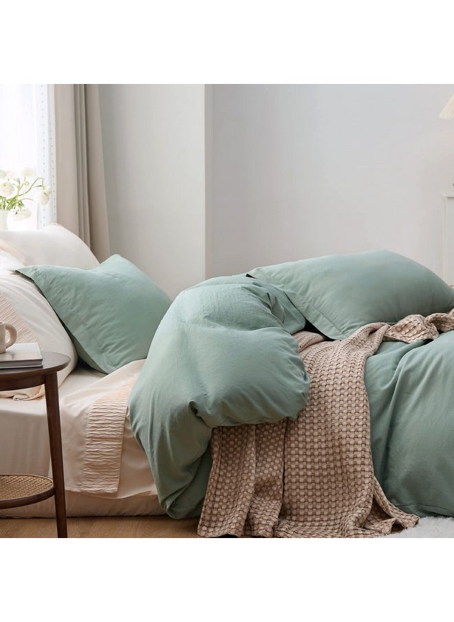 Bedsure Sage Green Duvet Cover King Size - Soft Prewashed Set, 3 Pieces, 1 Duvet Cover 104x90 Inches with Zipper Closure and 2 Pillow Shams, Comforter Not Included