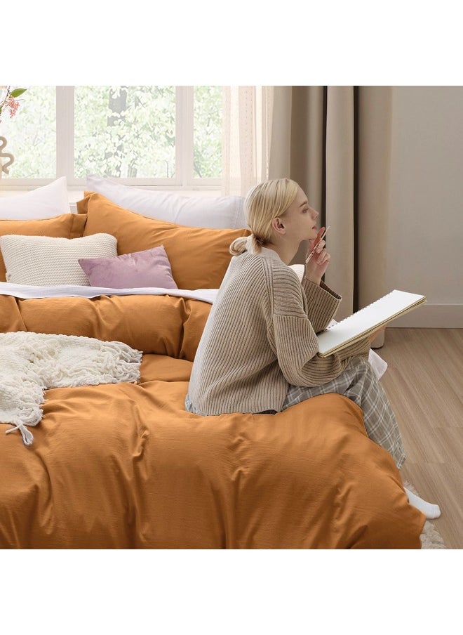 Bedsure Duvet Cover King Size - Soft Prewashed King Duvet Cover Set, 3 Pieces, 1 Duvet Cover 104x90 Inches with Zipper Closure and 2 Pillow Shams, Honey Ginger, Comforter Not Included
