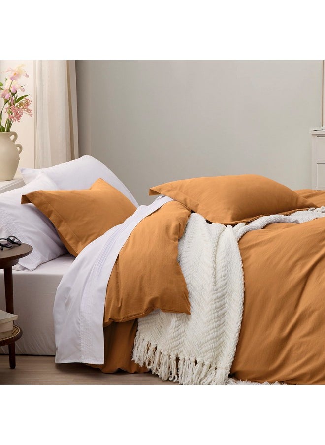 Bedsure Duvet Cover King Size - Soft Prewashed King Duvet Cover Set, 3 Pieces, 1 Duvet Cover 104x90 Inches with Zipper Closure and 2 Pillow Shams, Honey Ginger, Comforter Not Included