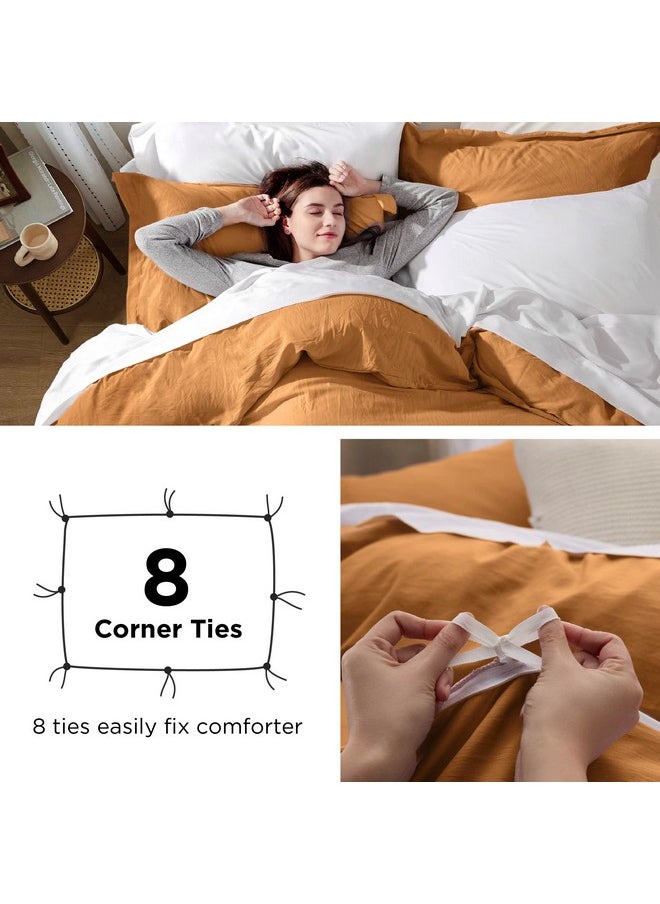 Bedsure Duvet Cover King Size - Soft Prewashed King Duvet Cover Set, 3 Pieces, 1 Duvet Cover 104x90 Inches with Zipper Closure and 2 Pillow Shams, Honey Ginger, Comforter Not Included
