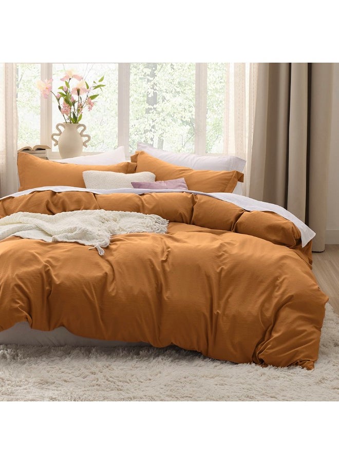 Bedsure Duvet Cover King Size - Soft Prewashed King Duvet Cover Set, 3 Pieces, 1 Duvet Cover 104x90 Inches with Zipper Closure and 2 Pillow Shams, Honey Ginger, Comforter Not Included