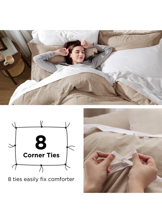 Bedsure Deep Beige California King Duvet Cover - Soft Prewashed Cal King Duvet Cover Set, 3 Pieces, 1 Duvet Cover 104x98 Inches with Zipper Closure and 2 Pillow Shams, Comforter Not Included