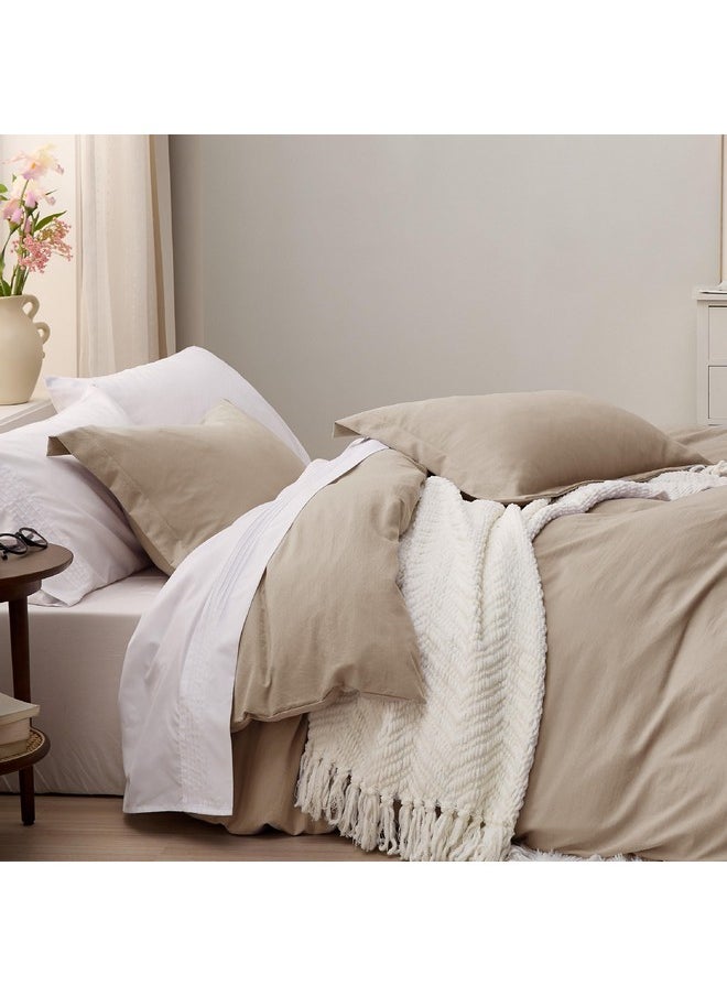 Bedsure Deep Beige California King Duvet Cover - Soft Prewashed Cal King Duvet Cover Set, 3 Pieces, 1 Duvet Cover 104x98 Inches with Zipper Closure and 2 Pillow Shams, Comforter Not Included
