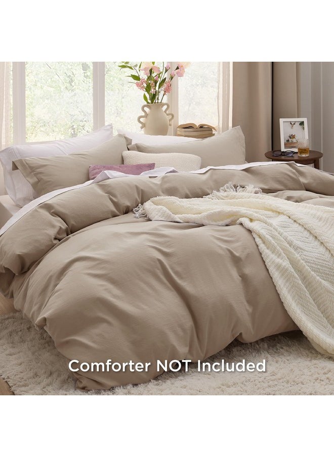 Bedsure Deep Beige California King Duvet Cover - Soft Prewashed Cal King Duvet Cover Set, 3 Pieces, 1 Duvet Cover 104x98 Inches with Zipper Closure and 2 Pillow Shams, Comforter Not Included