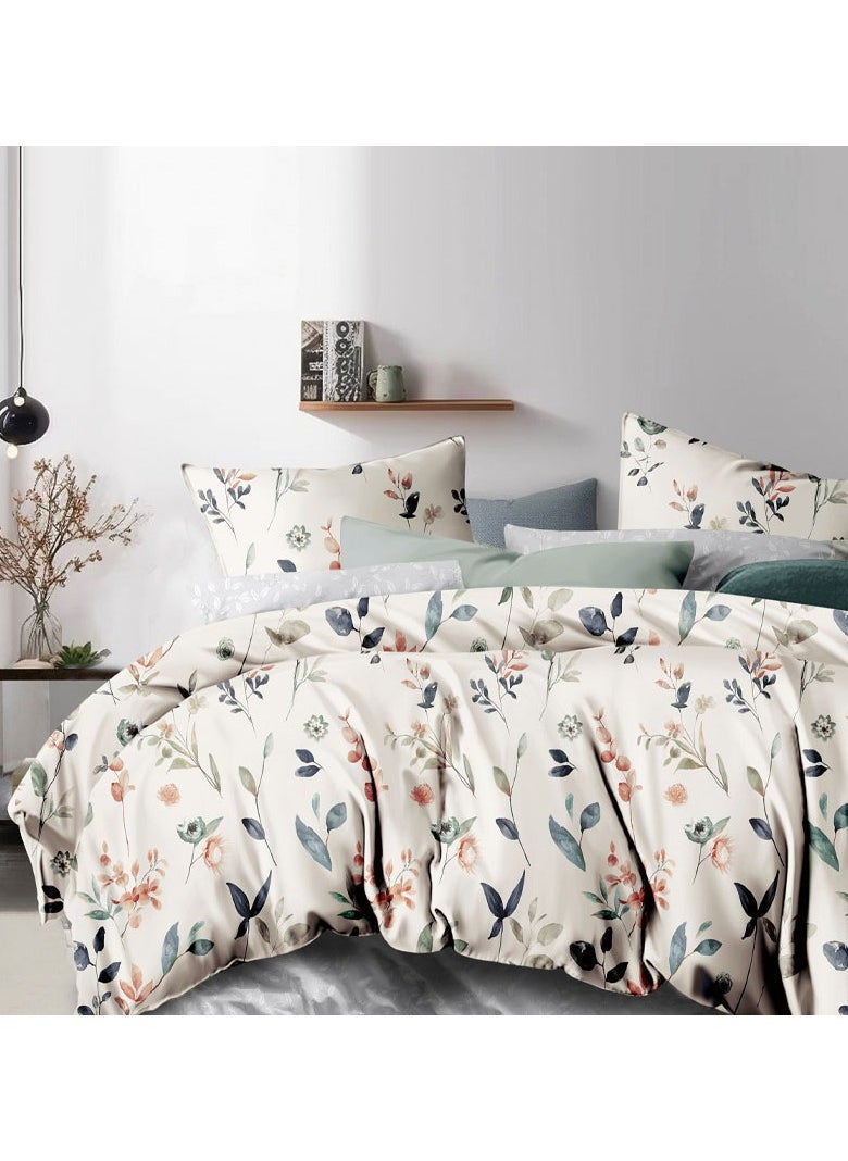 Serenity Leaves Bed Sheet Set - Without Filling - 6 Pcs - 4 Pillow Covers - 1 Bedsheet - 1 Duvet Cover        King Size:  Duvet Cover: 220*240cm Fitted Sheet: 200*200cm+30cm Pillow Cases: 50*75cm