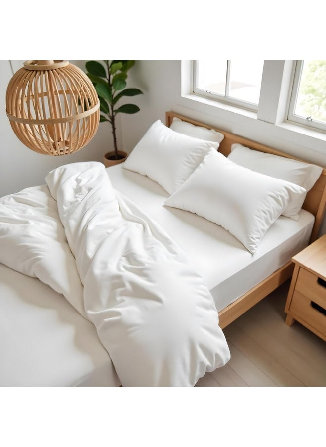 Linenwalas 100% Cotton Cover, Anti-Pilling 310 Tc Cotton White Solid Comforter Cover, Premium Cotton Quilt, Cotton Soft Durable Breathable Blanket, White (60X90 Inch) - Zipper