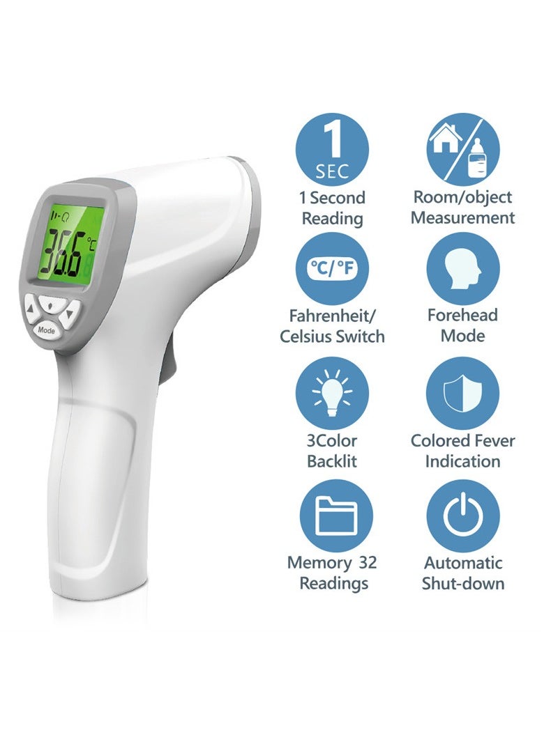 Forehead Thermometer, Durable Handheld Touchless Thermometer, Non Contact Infrared Body Temperature Measurement Device With Digital LCD Display, (1pc, White)