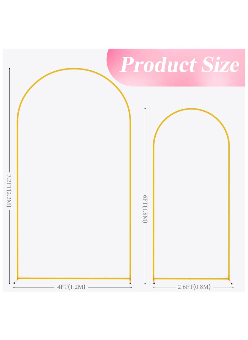 Set of 2 Wedding Arch Backdrop Stand 220cm and 180cm Gold Metal Arch Stand for Birthday Party Wedding Ceremony Baby Shower Graduation Decoration