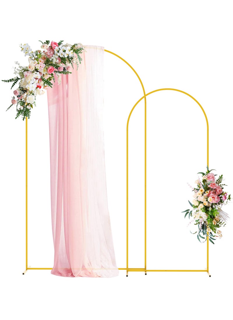 Set of 2 Wedding Arch Backdrop Stand 220cm and 180cm Gold Metal Arch Stand for Birthday Party Wedding Ceremony Baby Shower Graduation Decoration