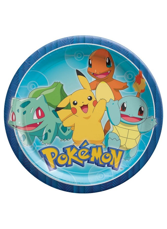 Pokémon Party Supplies Pack Serves 16: Dinner Plates and Luncheon Napkins with Birthday Candles (Bundle for 16)