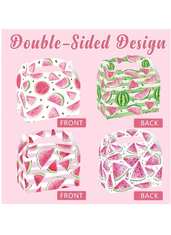 24 Pack Watermelon Party Cardboard Treat Box, Gift Boxes with Handles, Pink Watermelon One in a Melon Party Favor Boxes Goody Treat Boxes for Summer Fruit Watermelon Birthday Baby Shower Supplies