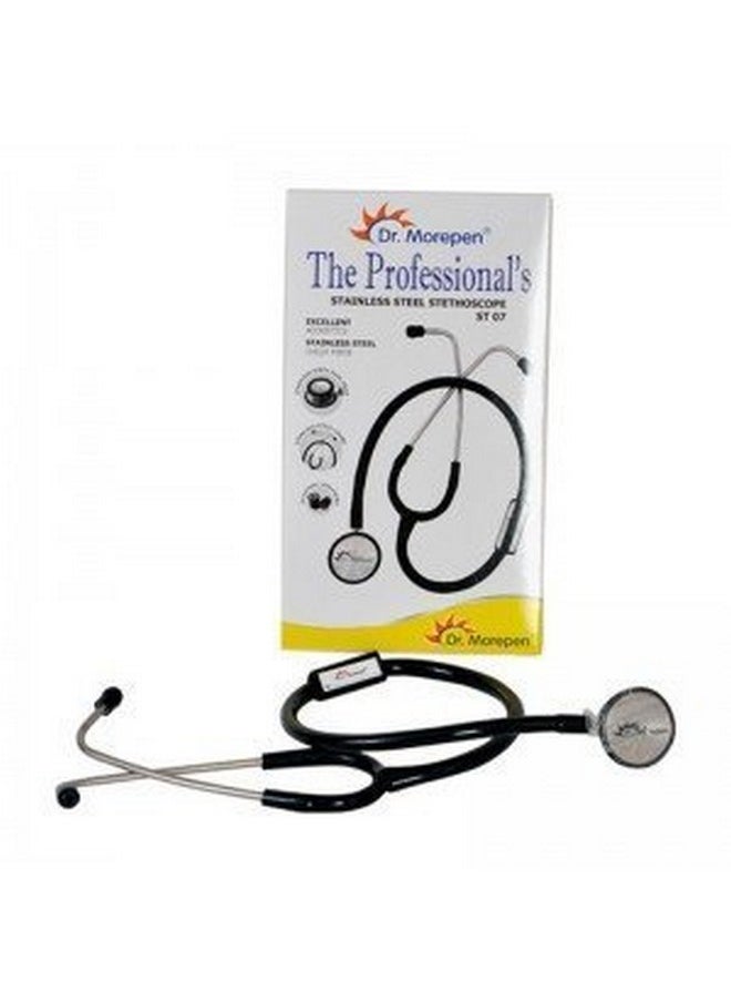 Dr Morepen ST-07 Stainless Steel Stethoscope (Black)