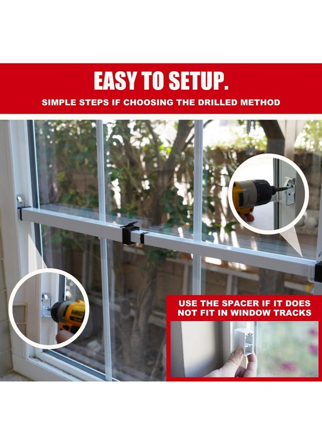 SecurityMan Window Security Bar - Easy Install for Horizontal/Vertical Windows - Adjustable Window Lock Bar (Child Proof/Heavy Duty Iron) - Extendable (14.25