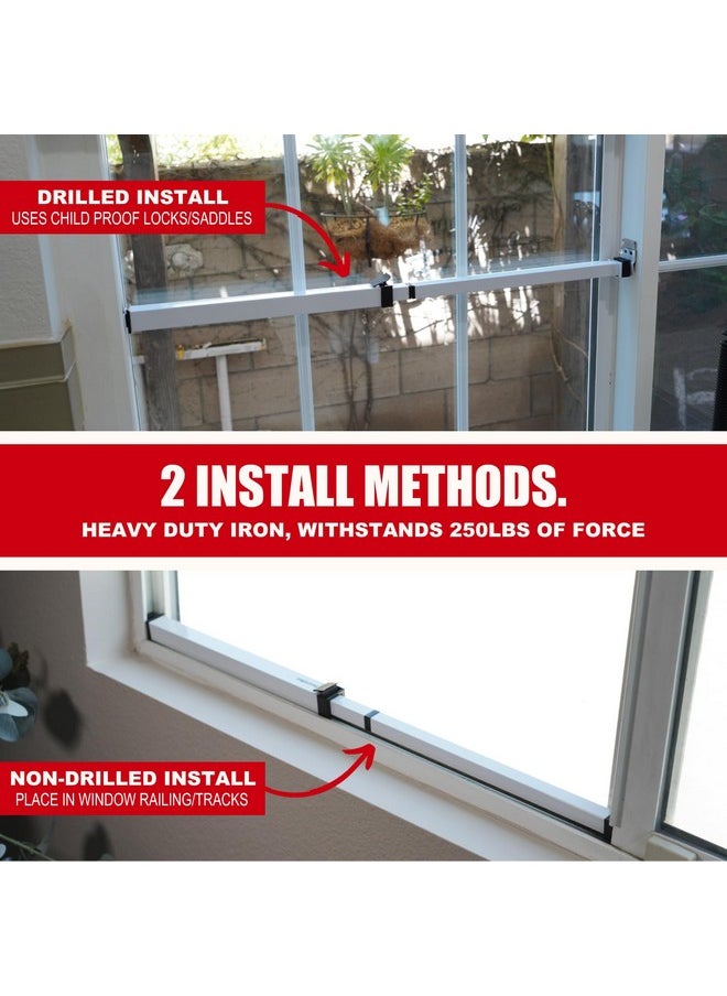 SecurityMan Window Security Bar - Easy Install for Horizontal/Vertical Windows - Adjustable Window Lock Bar (Child Proof/Heavy Duty Iron) - Extendable (14.25