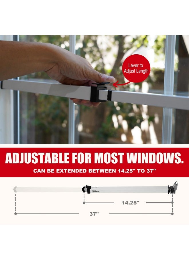 SecurityMan Window Security Bar - Easy Install for Horizontal/Vertical Windows - Adjustable Window Lock Bar (Child Proof/Heavy Duty Iron) - Extendable (14.25