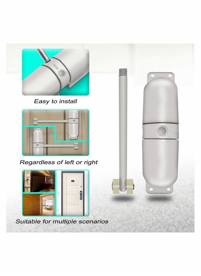 Automatic Door Closer Safety Wheel Roller Spring Door Closer Easy to Install to Convert Hinged Doors to Self Closing Diecast Construction White