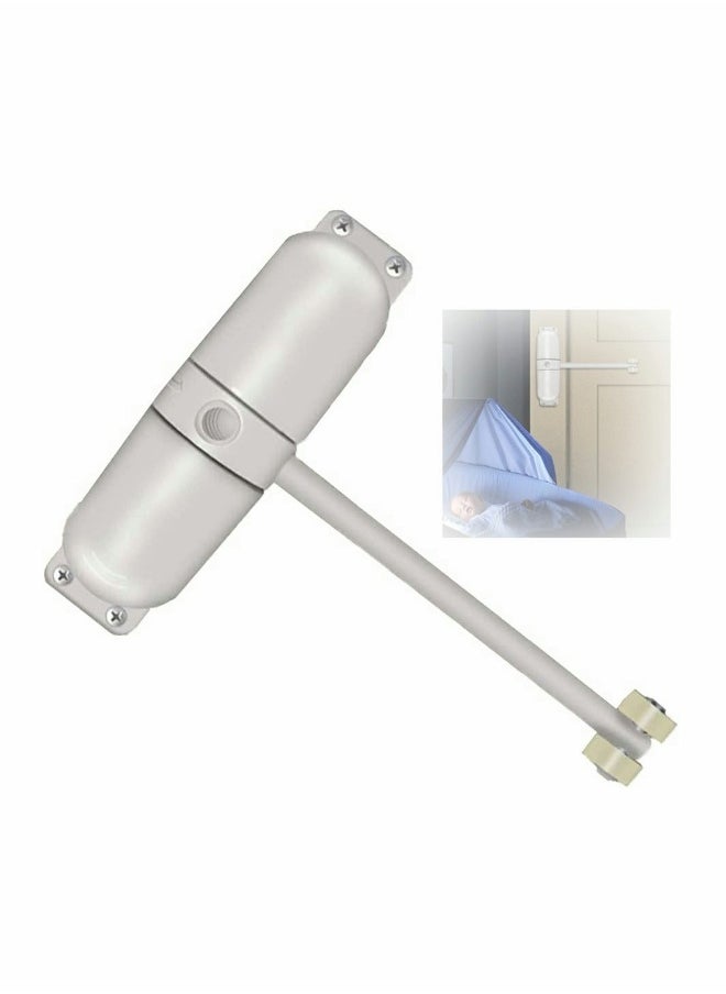 Automatic Door Closer Safety Wheel Roller Spring Door Closer Easy to Install to Convert Hinged Doors to Self Closing Diecast Construction White