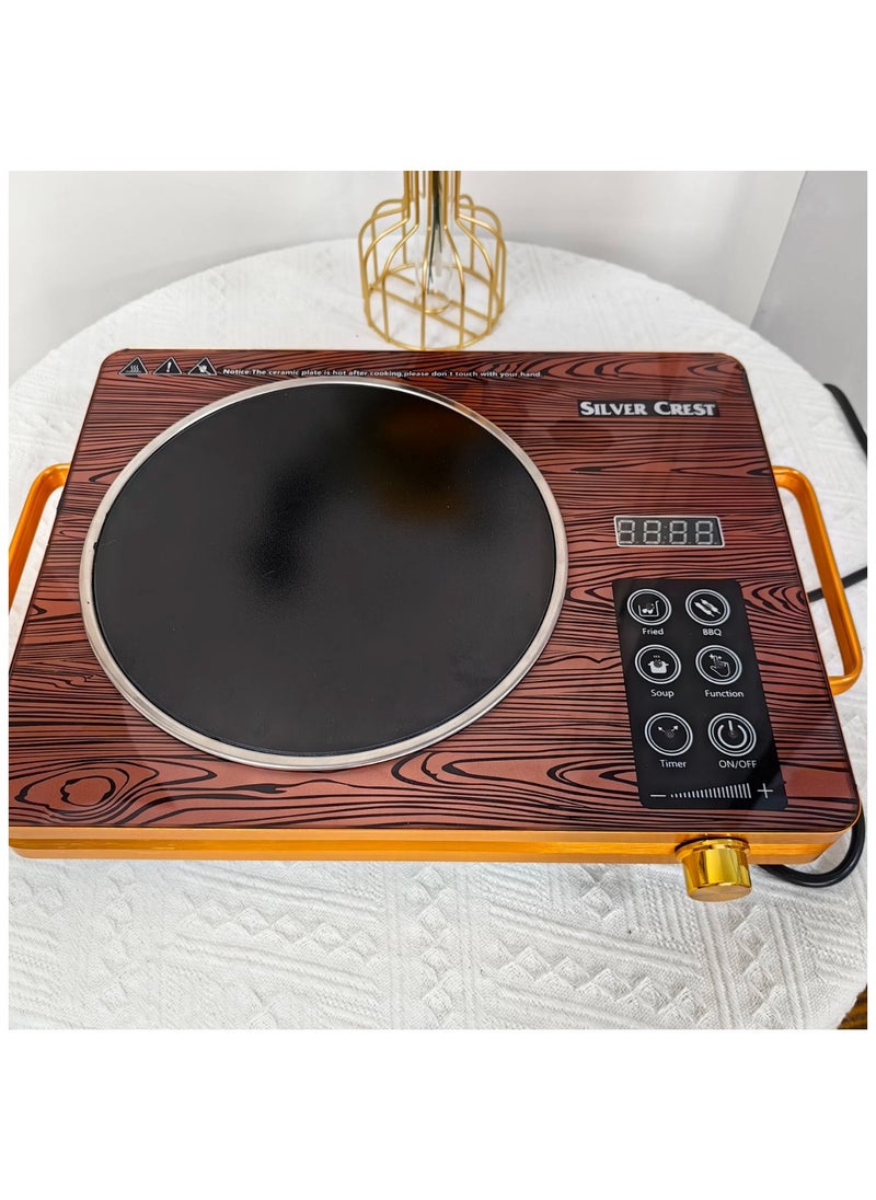 Induction Cooker Digital Display Screen Touch Panel Electric Stove 3500W High-Temperature Resistant Glass Fireproof Material Stainless Steel Body Ceramic Heating Element