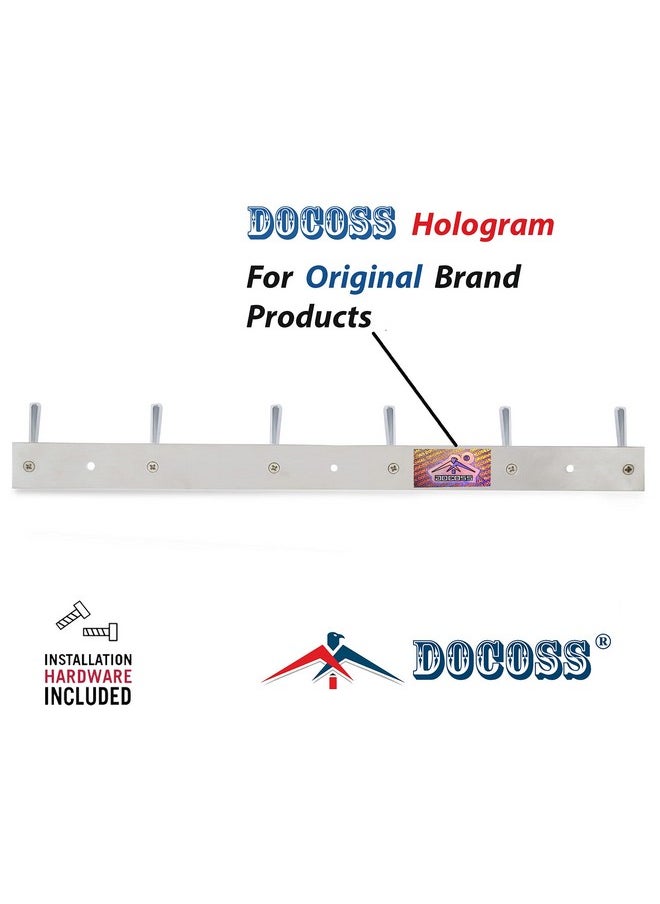 DOCOSS Stainless Steel Wall Hooks for Hanging Cloth and Towel Hangers for Wall Hook,Door Hangers,Hook Rail Pack of 2, Silver