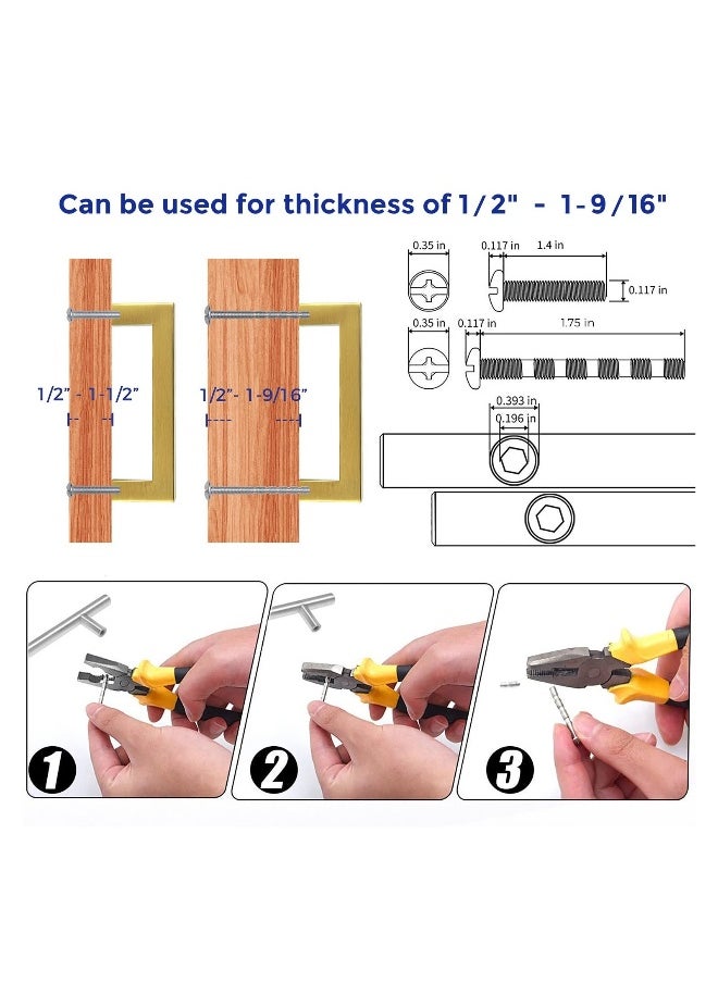 5 Pack Gold Square Cabinet Pulls Drawer Handle Stainless Steel Modern Hardware for Kitchen and Bathroom Cupboard Dresser Center 96MM