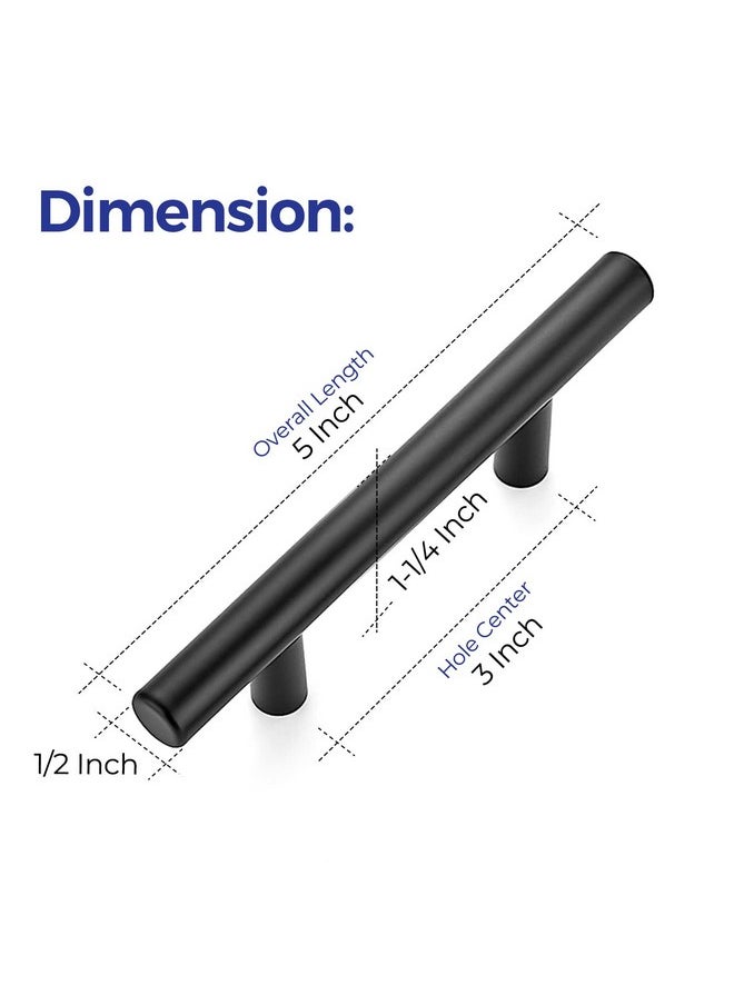 Ravinte 45 Pack | 5 Inch Cabinet Pulls Matte Black Stainless Steel Kitchen Drawer Pulls Cabinet Handles 5 Inch Length, 3 Inch Hole Center