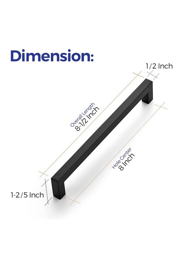 Ravinte 18 Pack 8 Inch Kitchen Square Cabinet Handles Matte Black Cabinet Pulls Black Drawer Pulls Kitchen Cabinet Hardware Kitchen Handles for Cabinets Cupboard Handles Drawer Handles