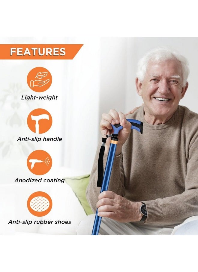 Vissco Avanti Plus T-Shaped Aluminum Single Walking Stick for Elderly & Those Physically Challenged, Lightweight & Height Adjustable with Big Shoe for Better Grip- Universal(Grey)