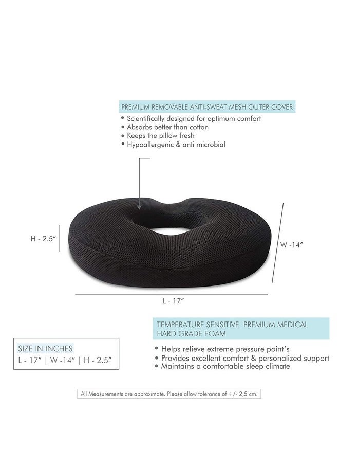 The White Willow Donut Pillow for Tailbone Pain-Coccyx Seat Cushion for Chair-Hemorrhoid & Piles Pillow-Car Seat Donut Cushion-Medium Firm HR Memory Foam Orthopedic Coccyx Ring Pillow-Above 60KG