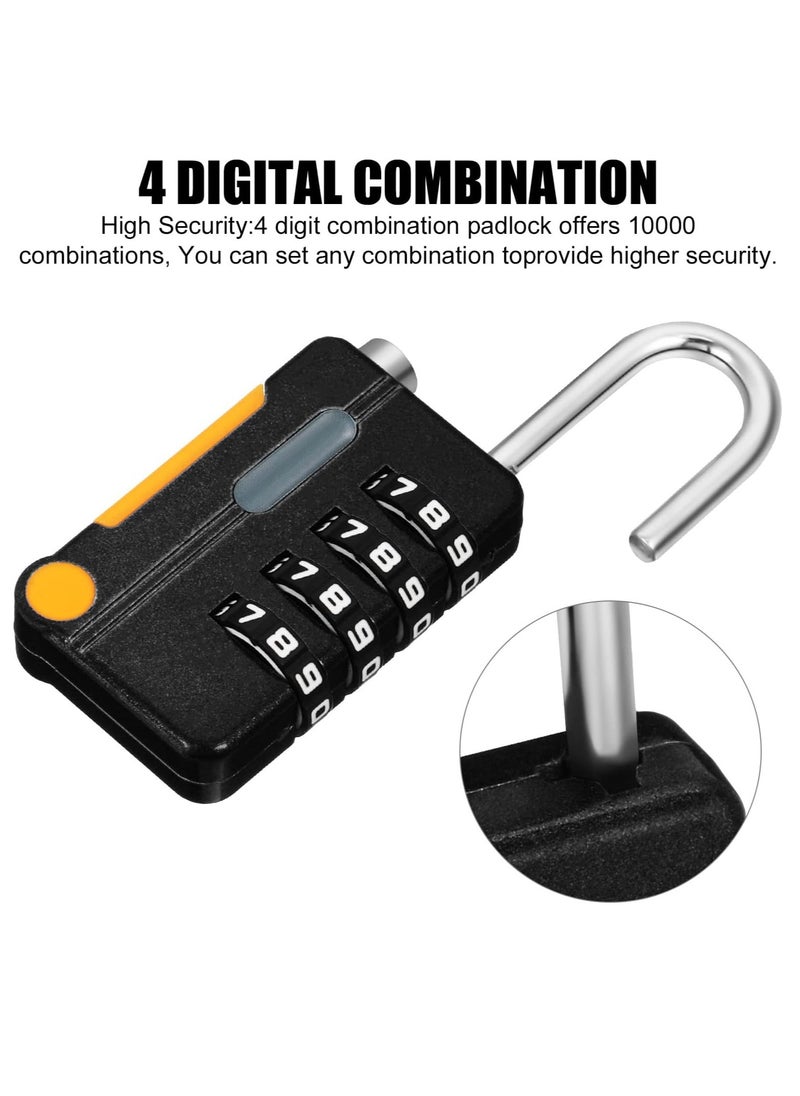 Combination Padlock, 4 Digit Small Resettable Suitcase Locks, Outdoor Waterproof Code Padlock for School Gym Locker, Shed, Luggage, Cabinet, Tool Box, Garage, Gate and Hasp( Black)