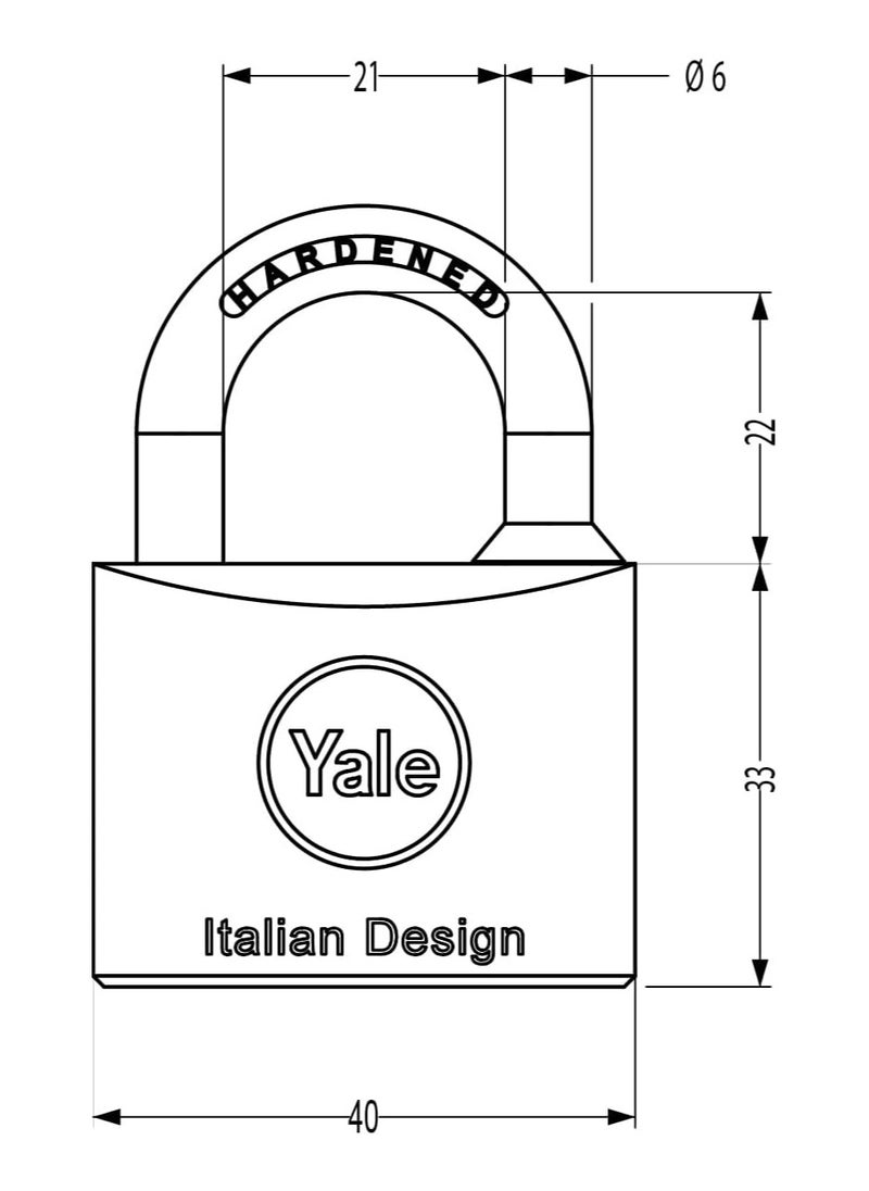 Yale 15-0110-4014-00-0201 110 Series Brass Padlock, 40mm