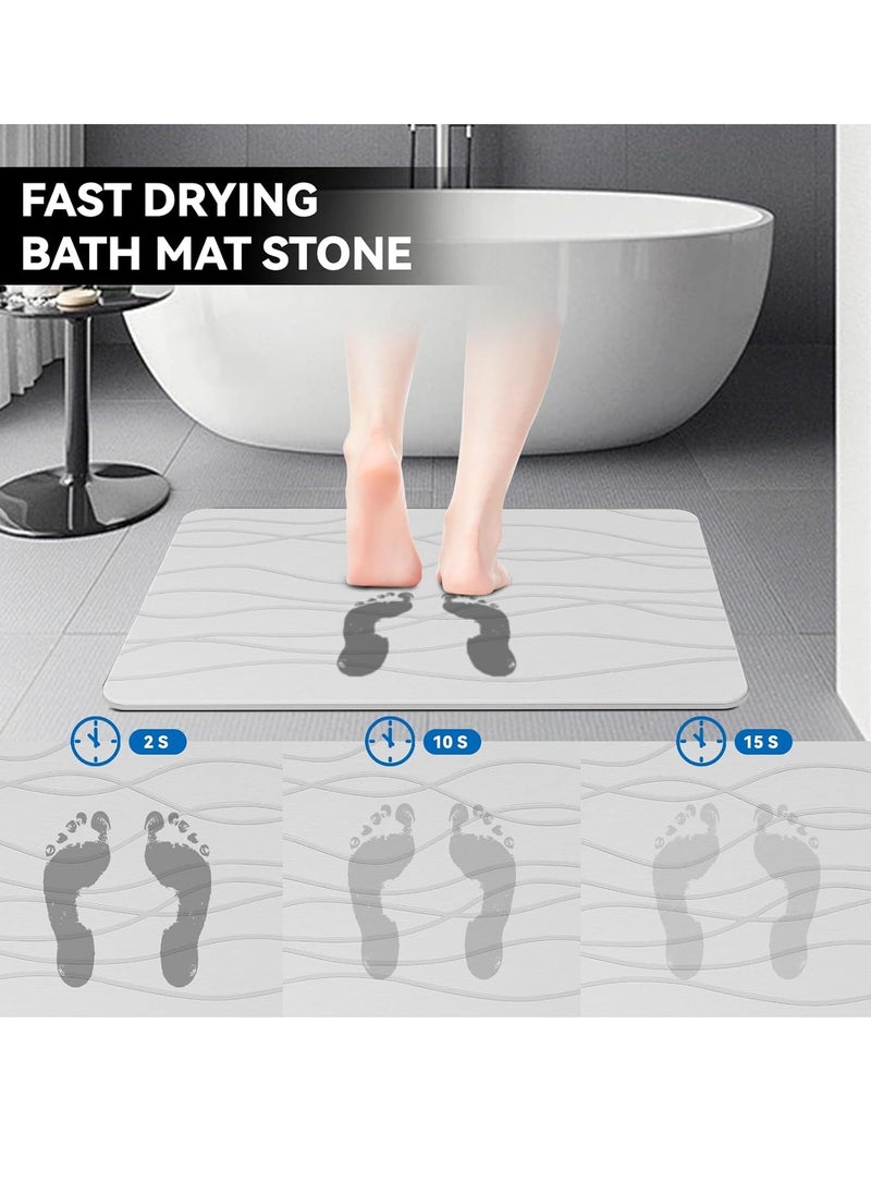 Ustide Stone Bath Mat, Diatomaceous Earth Bath Mat Stone, Non-Slip Stone Shower Mat for Bathroom, Quick Drying Stone Bath Mat Large, Super Absorbent Bath Stone Mat 23.5